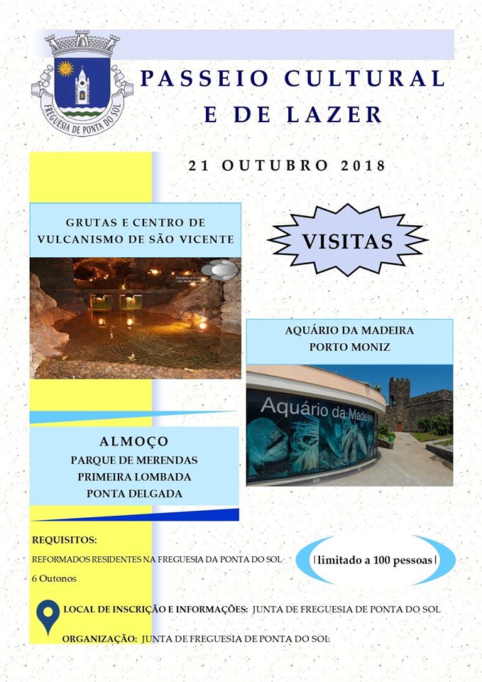 Inscrições para o Passeio Cultural e de Lazer