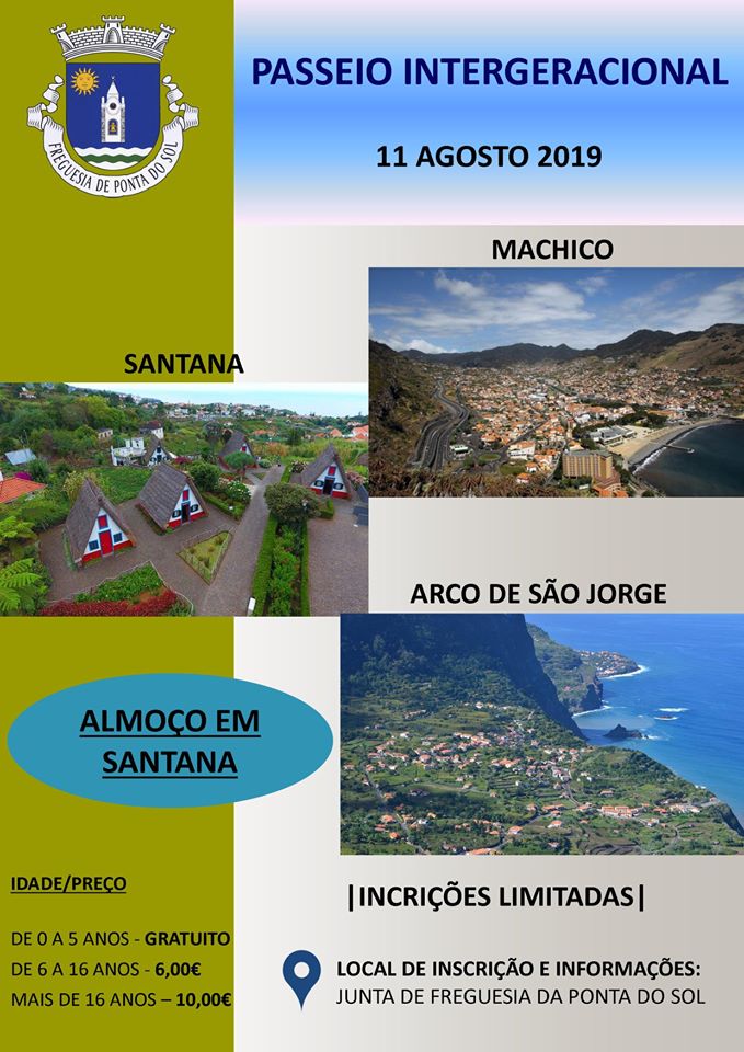 Inscrições Passeio Intergeracional de 11 de Agosto | Freguesia da Ponta do Sol