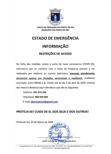 Estado de emergência |  Covid19 | Aviso
